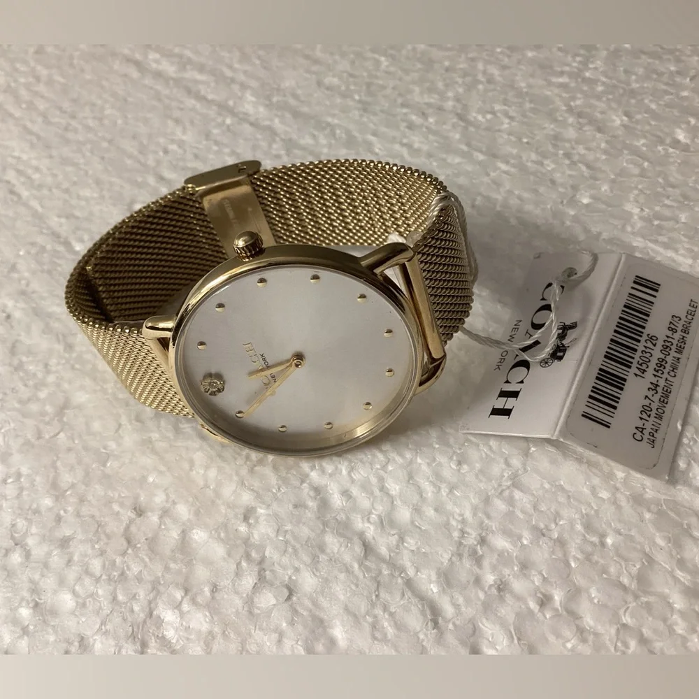 Coach Women's Elliot Gold-Tone Stainless Steel Mesh Bracelet Watch 36mm